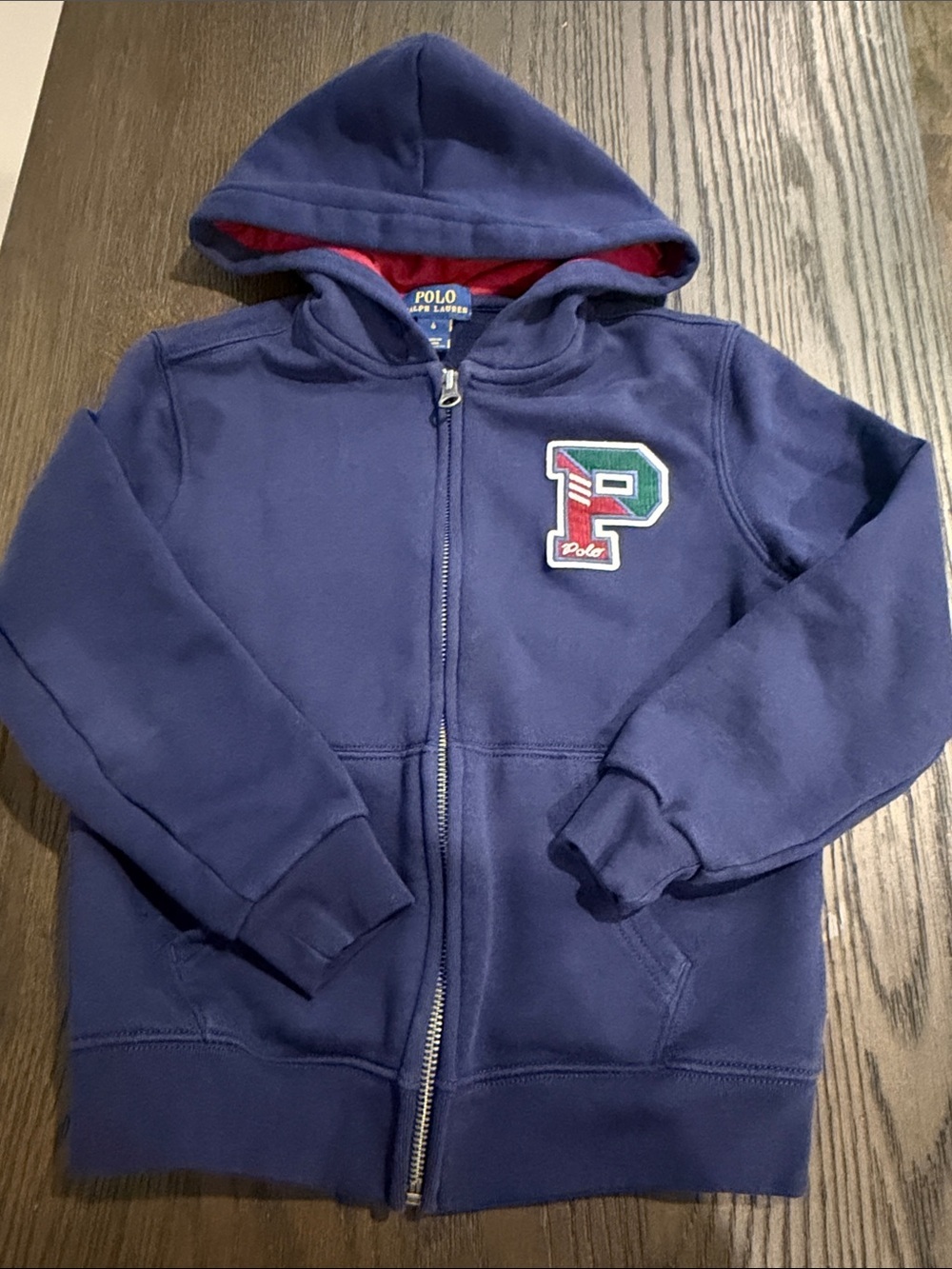 Polo by Ralph Lauren Navy Hoodie with Red Lining and 'P' Patch 6